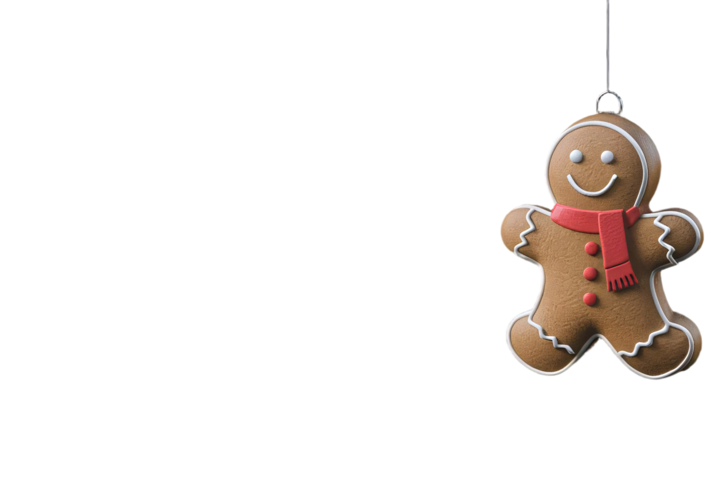A gingerbread man hanging from a string png