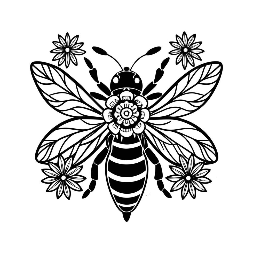 Flower Dance with the Bee vector