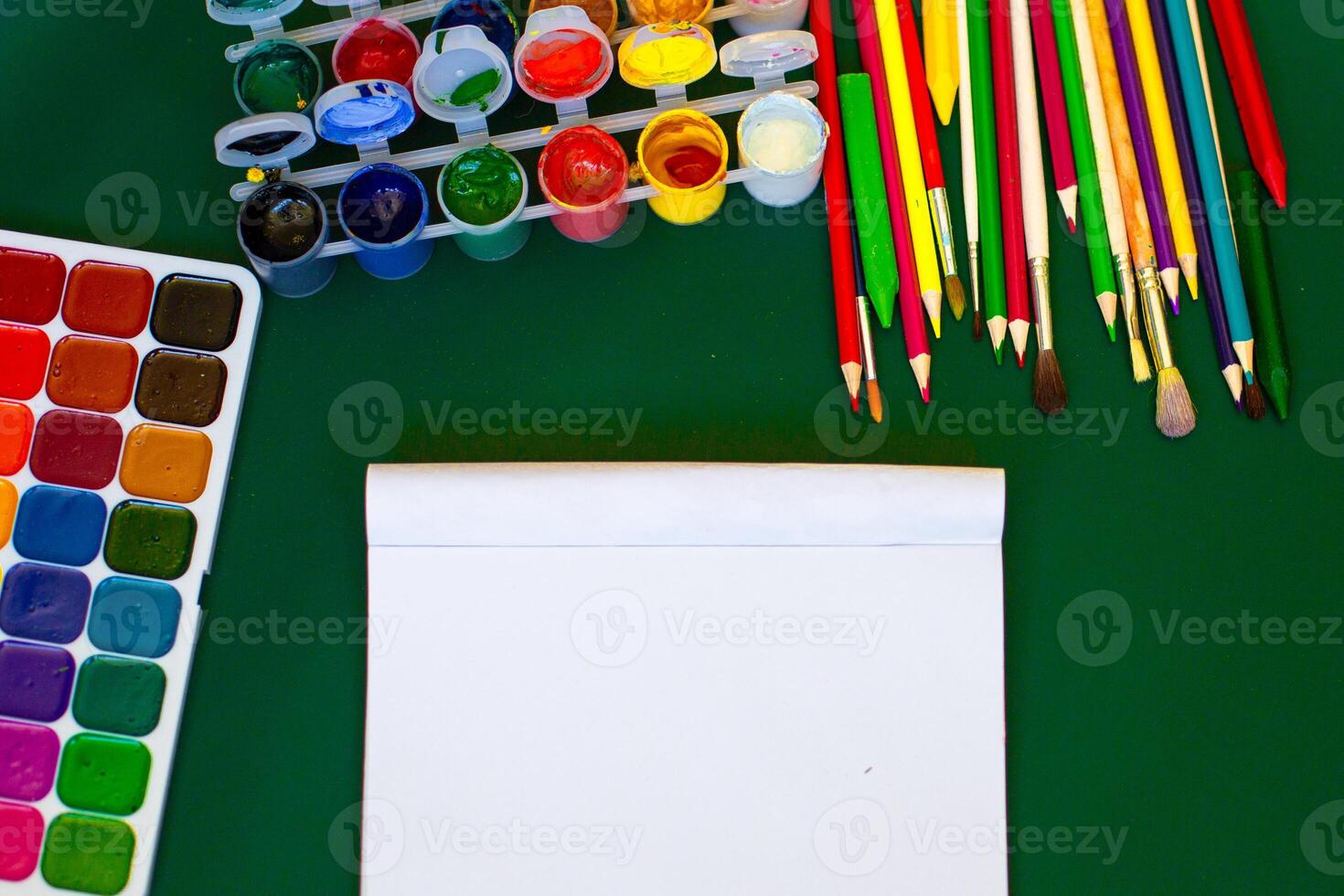 watercolor blank paper and pencil photo