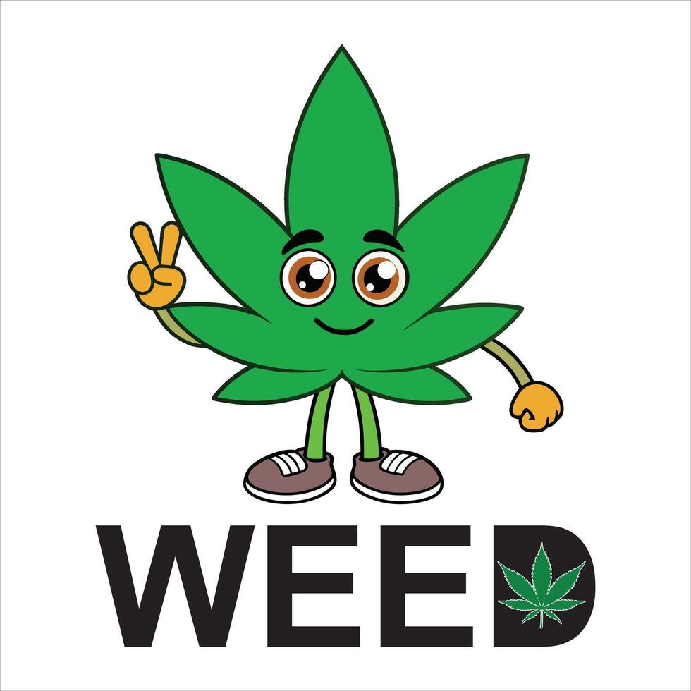 Unique Cannabis Typography with Weed Smoke Illustration vector