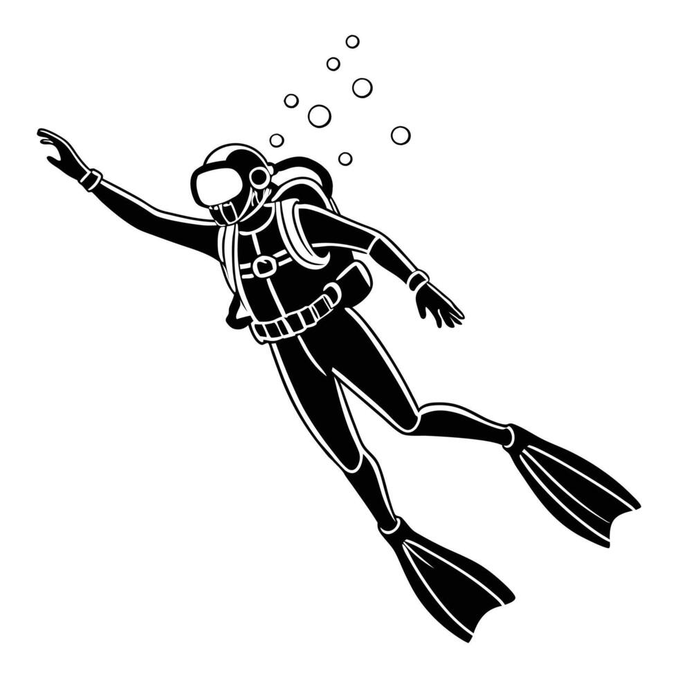 Scuba Diver Illustration Ocean Exploration Clipart Design vector