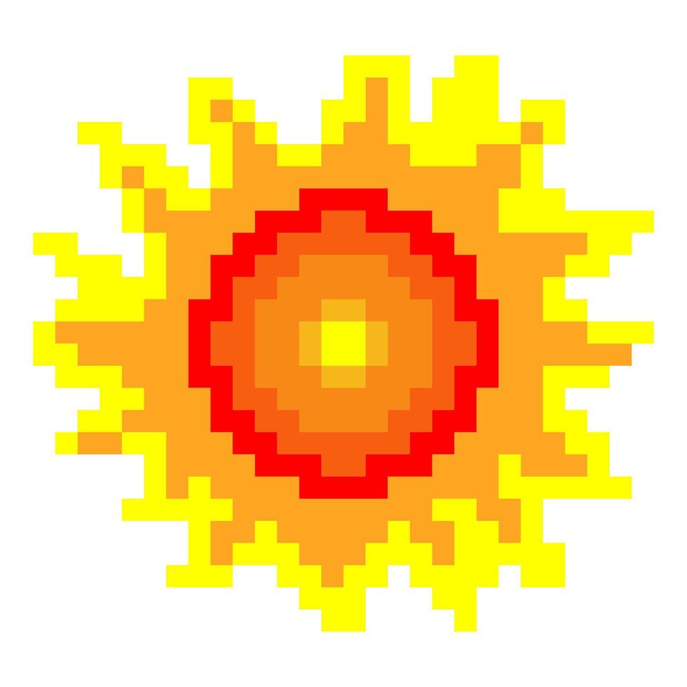 Sun in pixel art vector