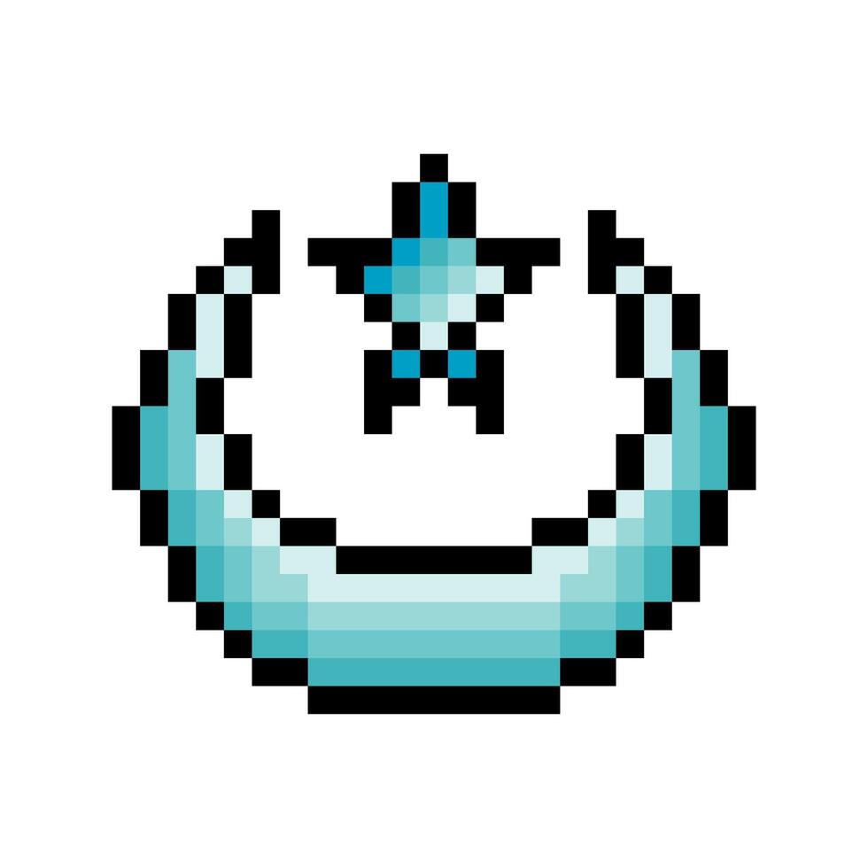 Crescent moon with stars in pixel art vector