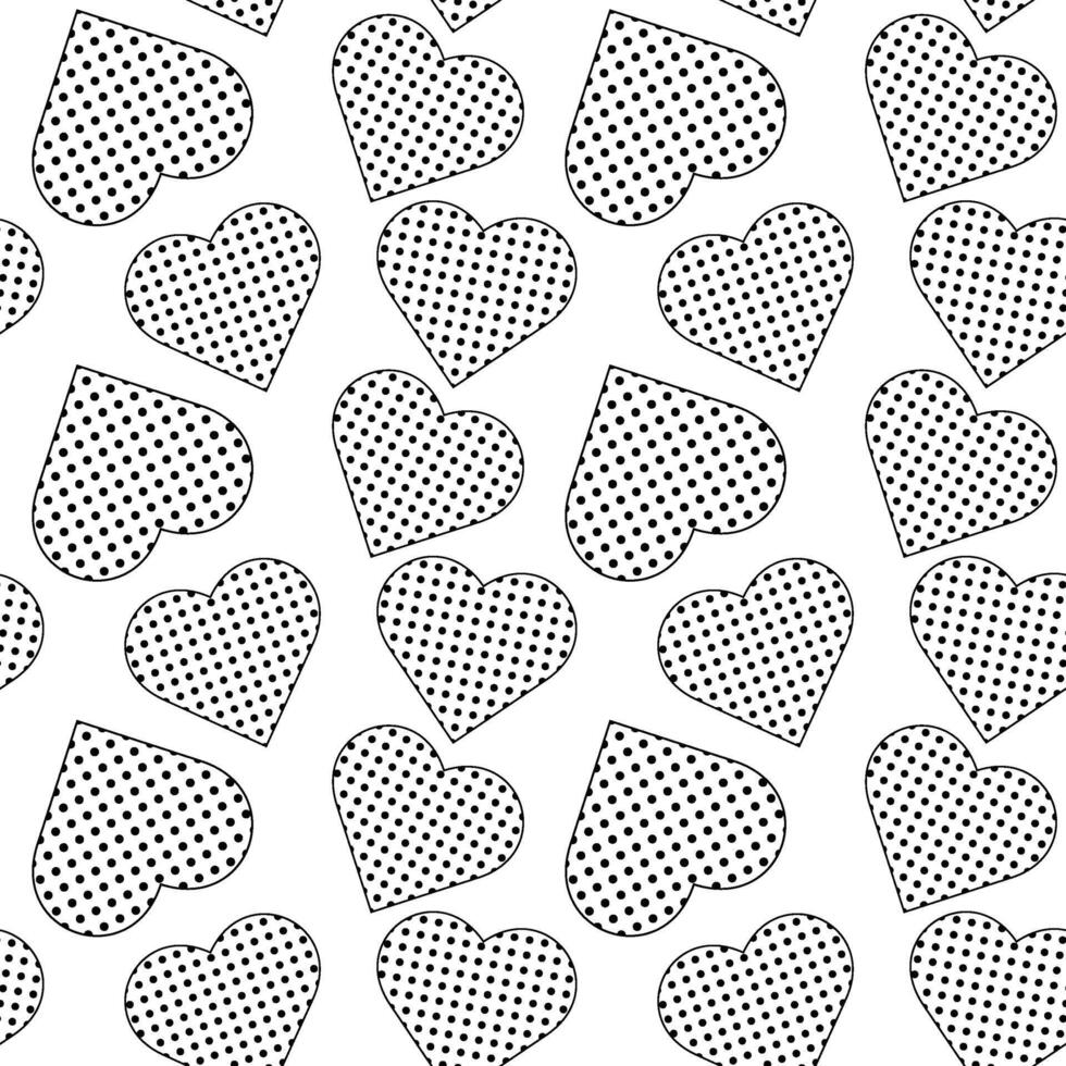 Black and White heart dotted Pattern vector