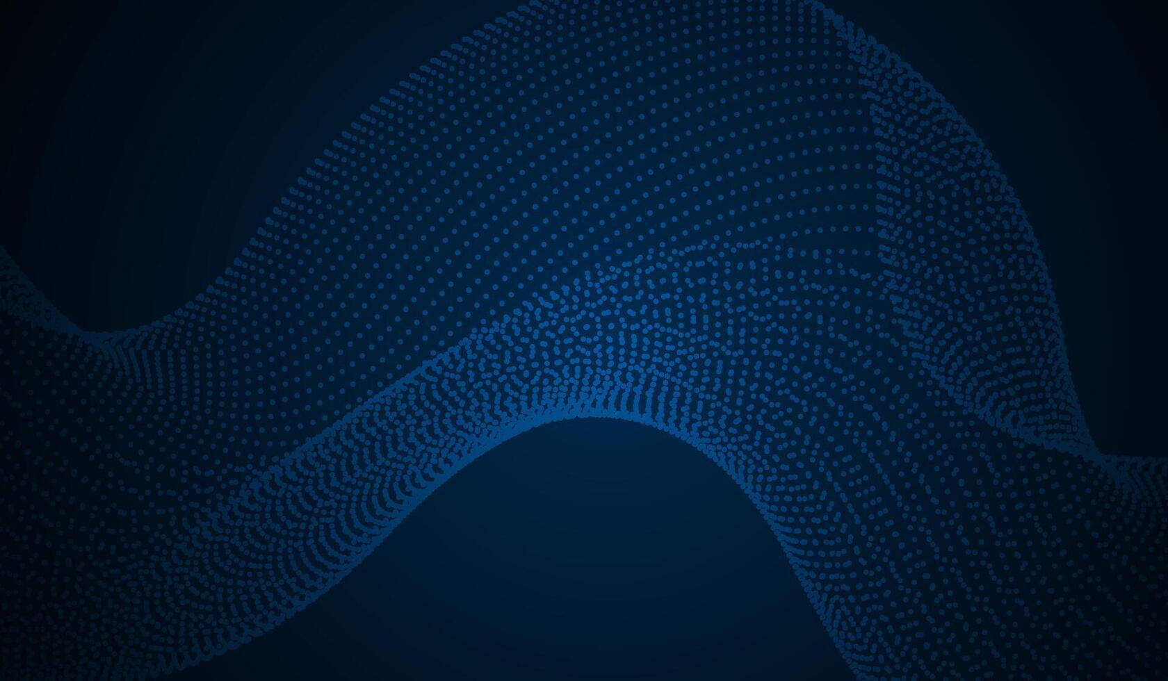 A technology abstract background with glowing, blue wave-like pattern made of small digital dots vector