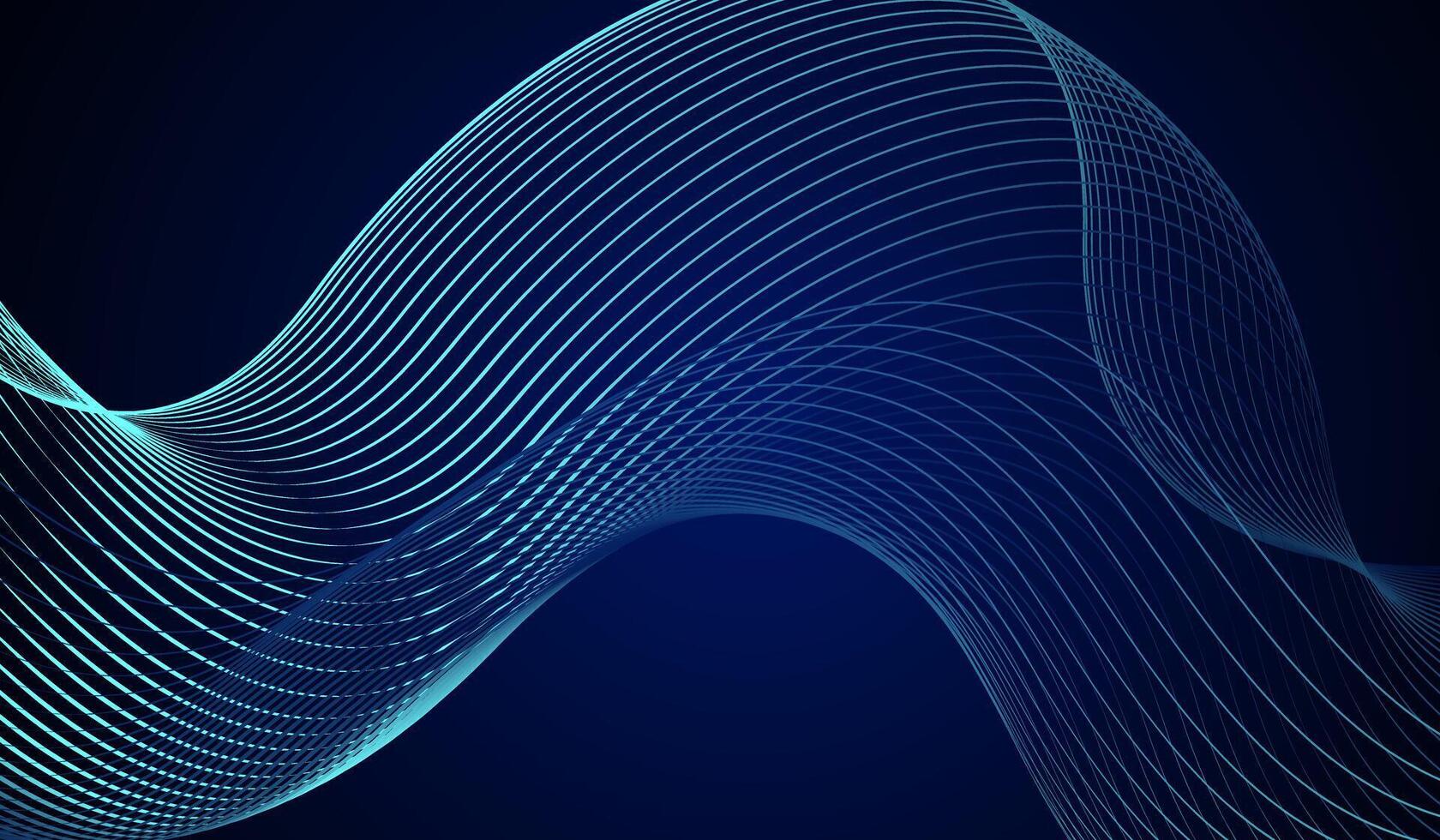 Abstract AI blue light lines on dark background with a dark blue digital background with glowing hexagonal outlines, illusstration design. vector