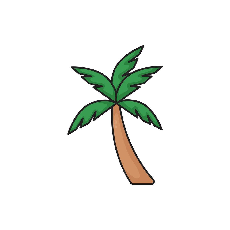 palm tree beach icon design illustration flat cartoon style vector