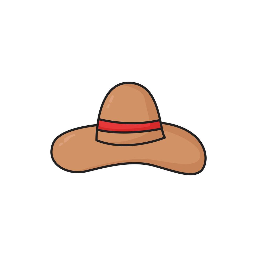 hat beach icon design flat cartoon style vector
