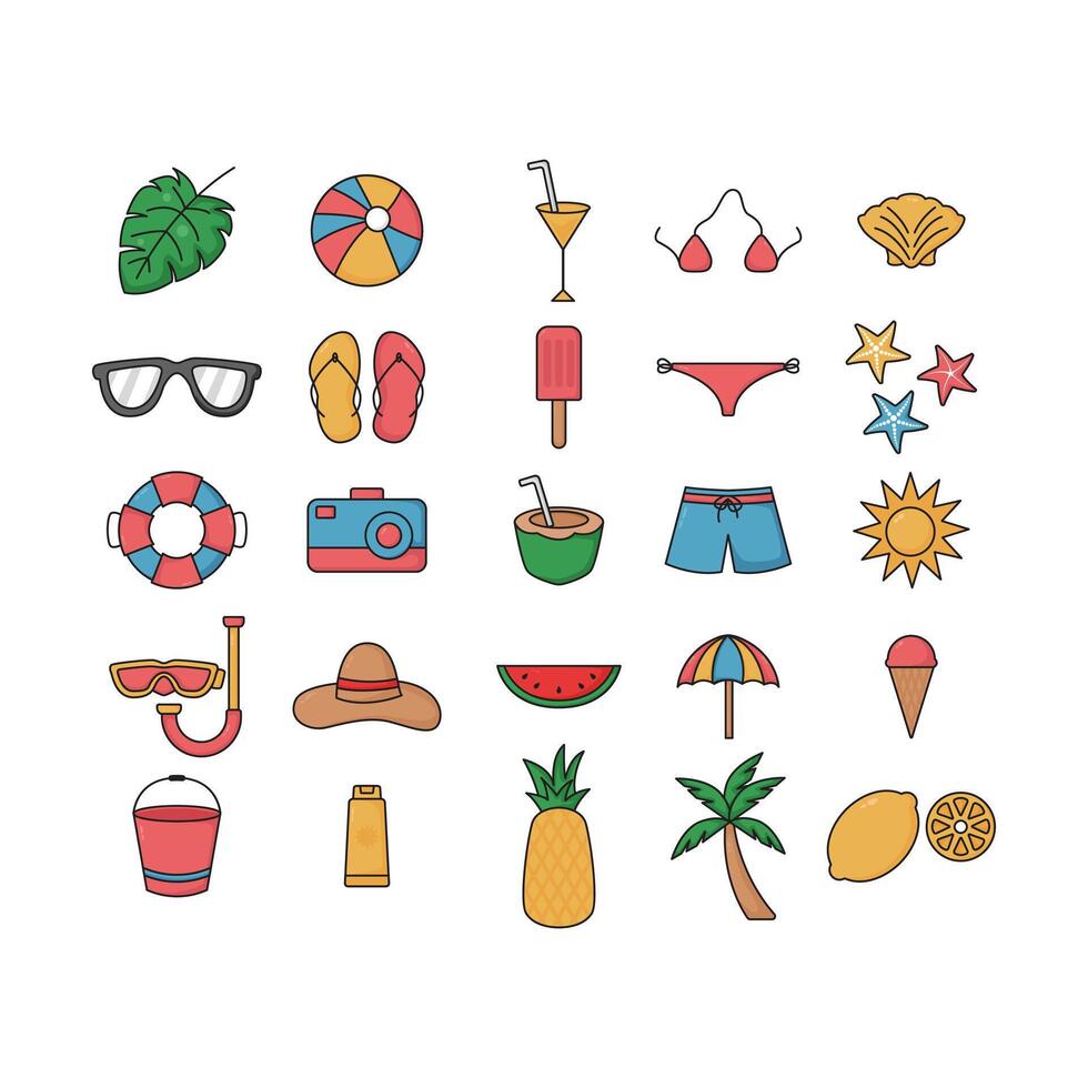 summer beach vacation element design template vector