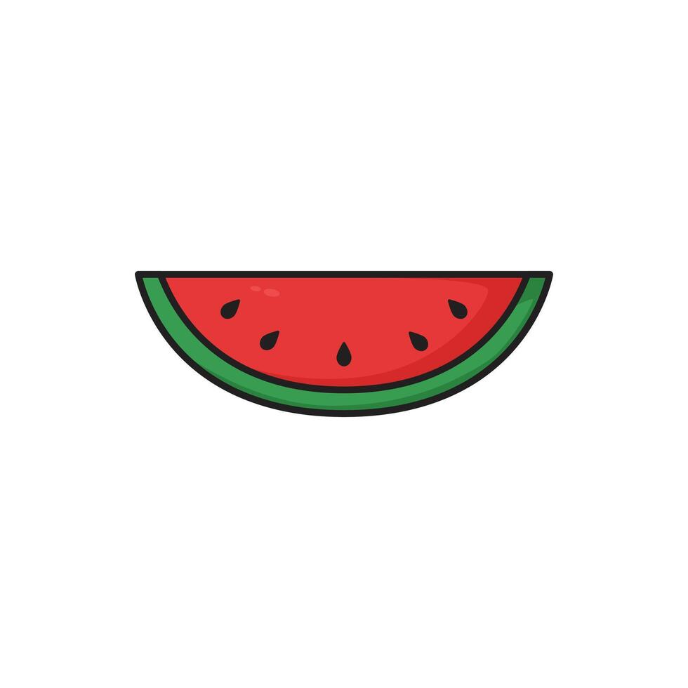 watermelon slice icon design illustration flat cartoon style vector
