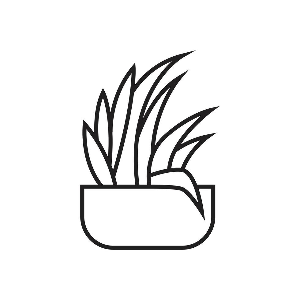 succulent flower pot icon design outline style vector