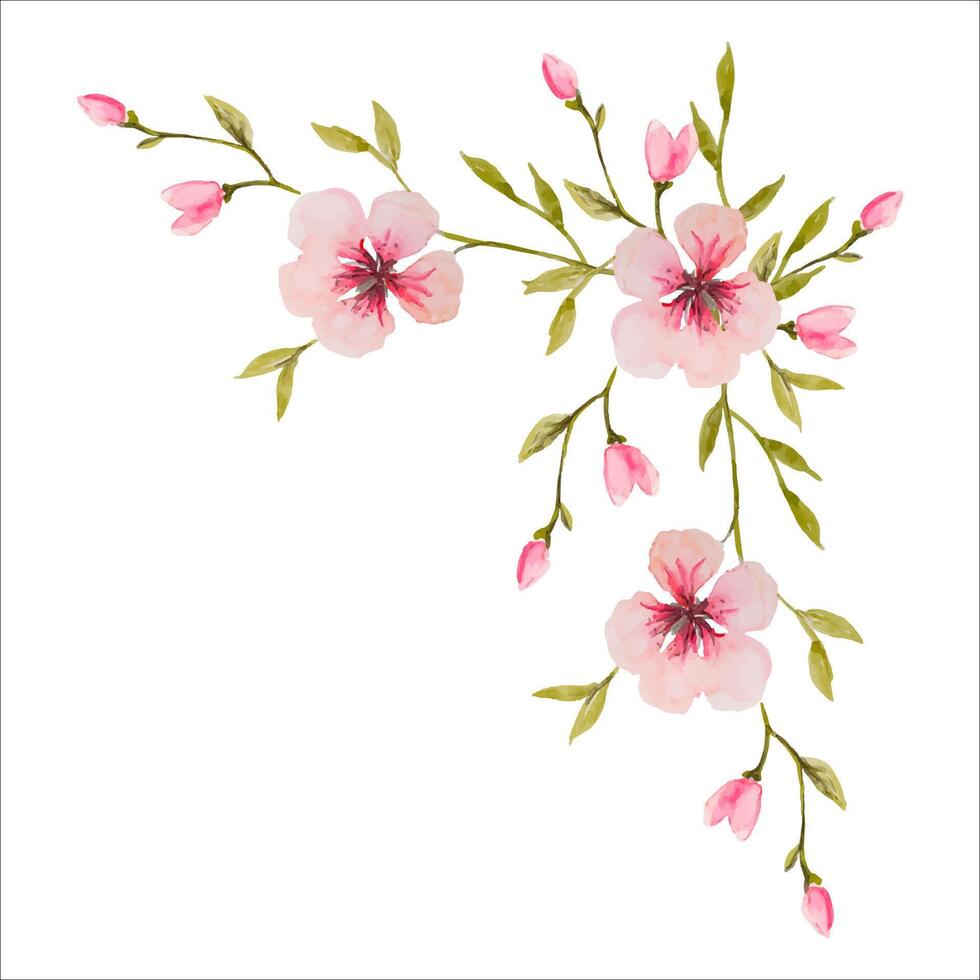 Watercolor Flower Corner Frames vector