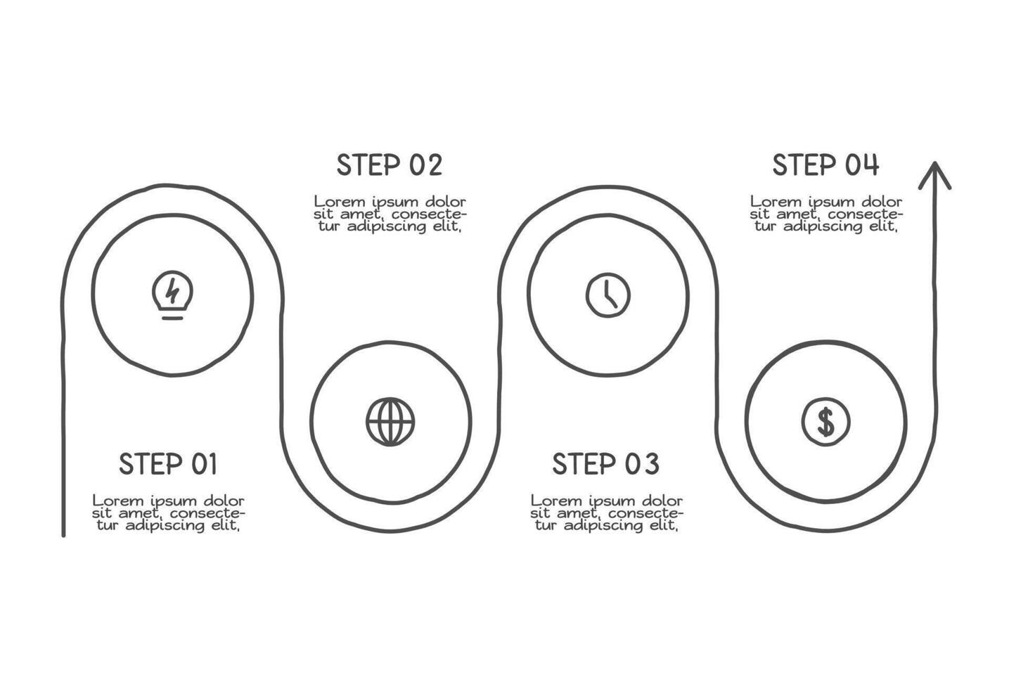 Doodle infographic elements with 4 options. s template for presentation vector