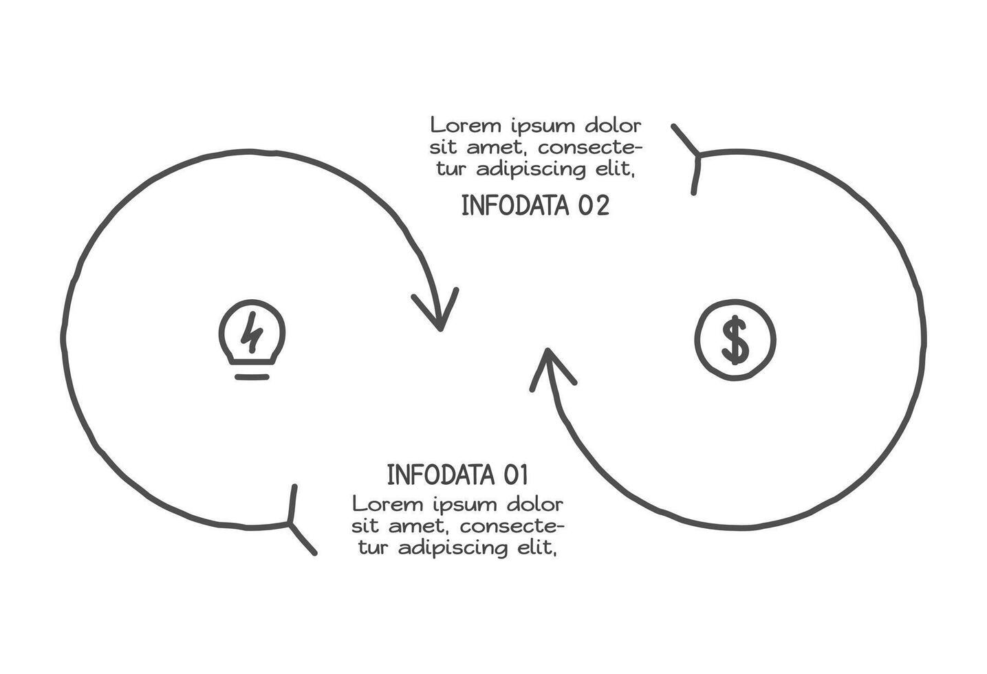 Doodle infographic with 2 options. vector