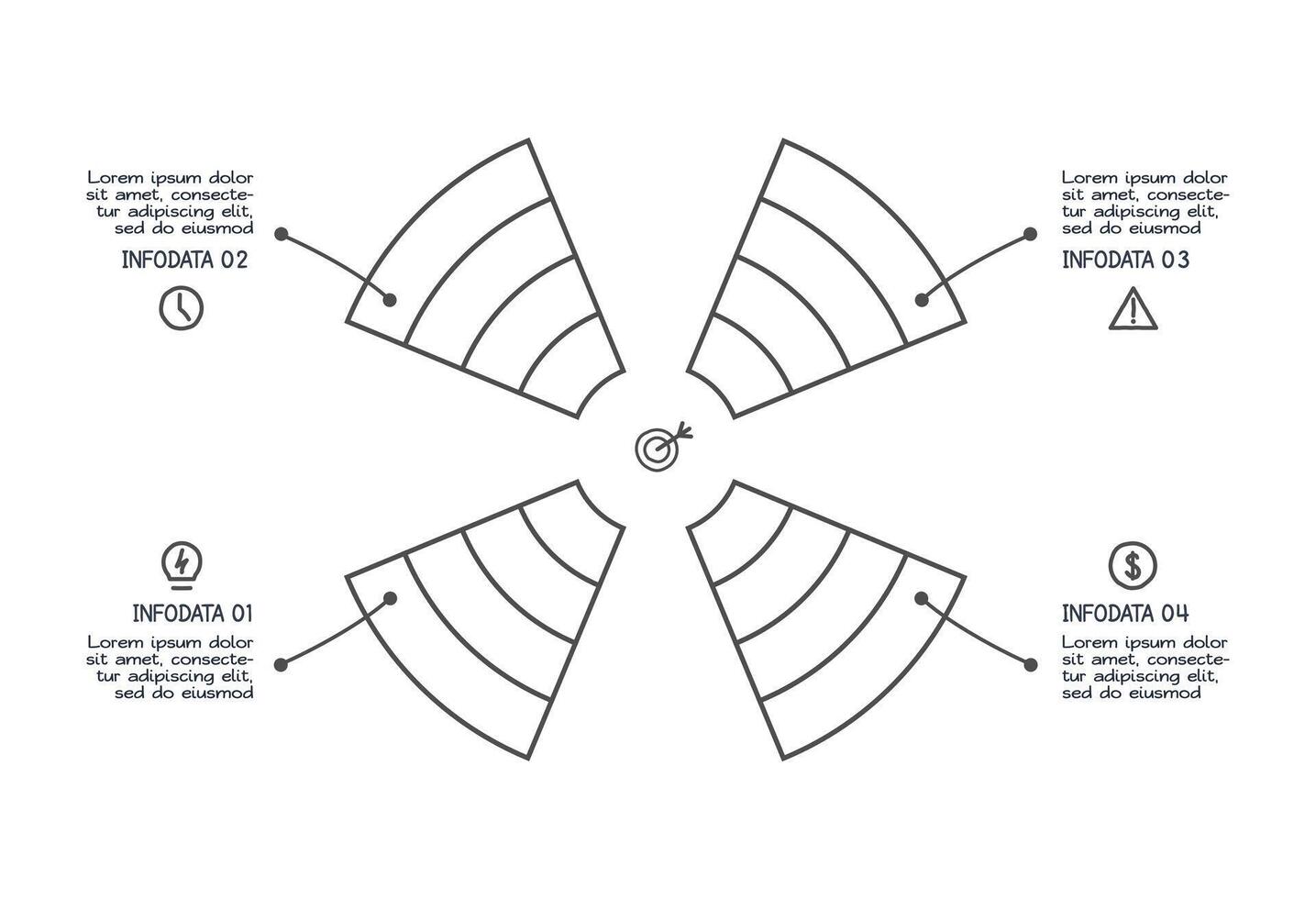 Doodle infographic with 4 options. vector