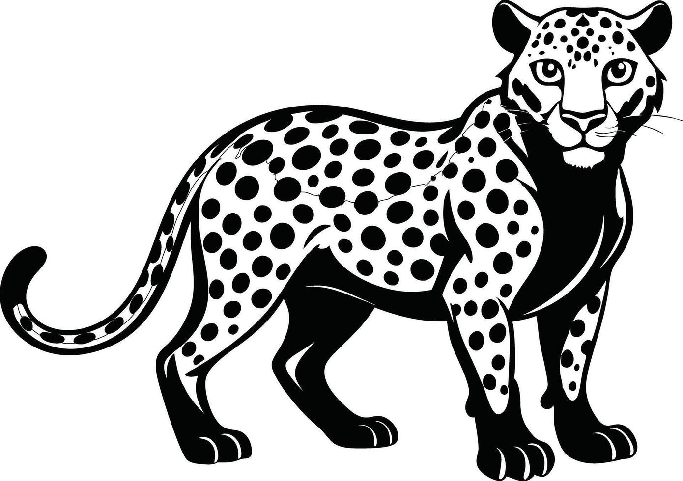 cheetah in black colour line art vector