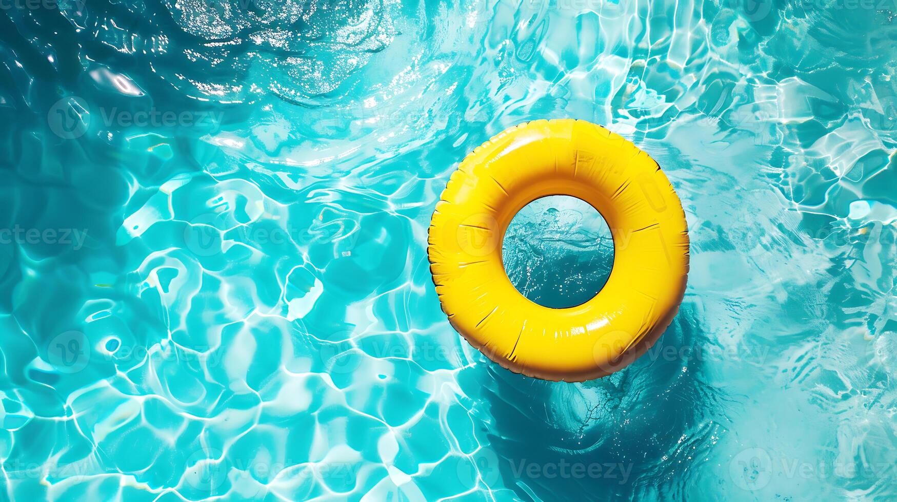 Inflatable ring floating in swimming pool, summer vacation concept. photo