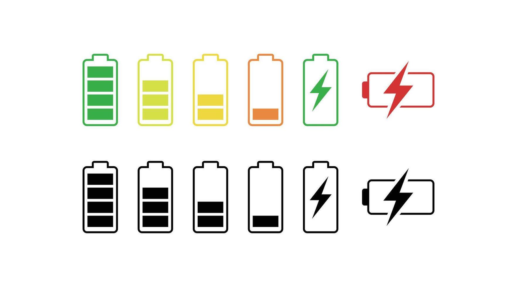 Battery icon set. battery charge level. battery Charging icon vector