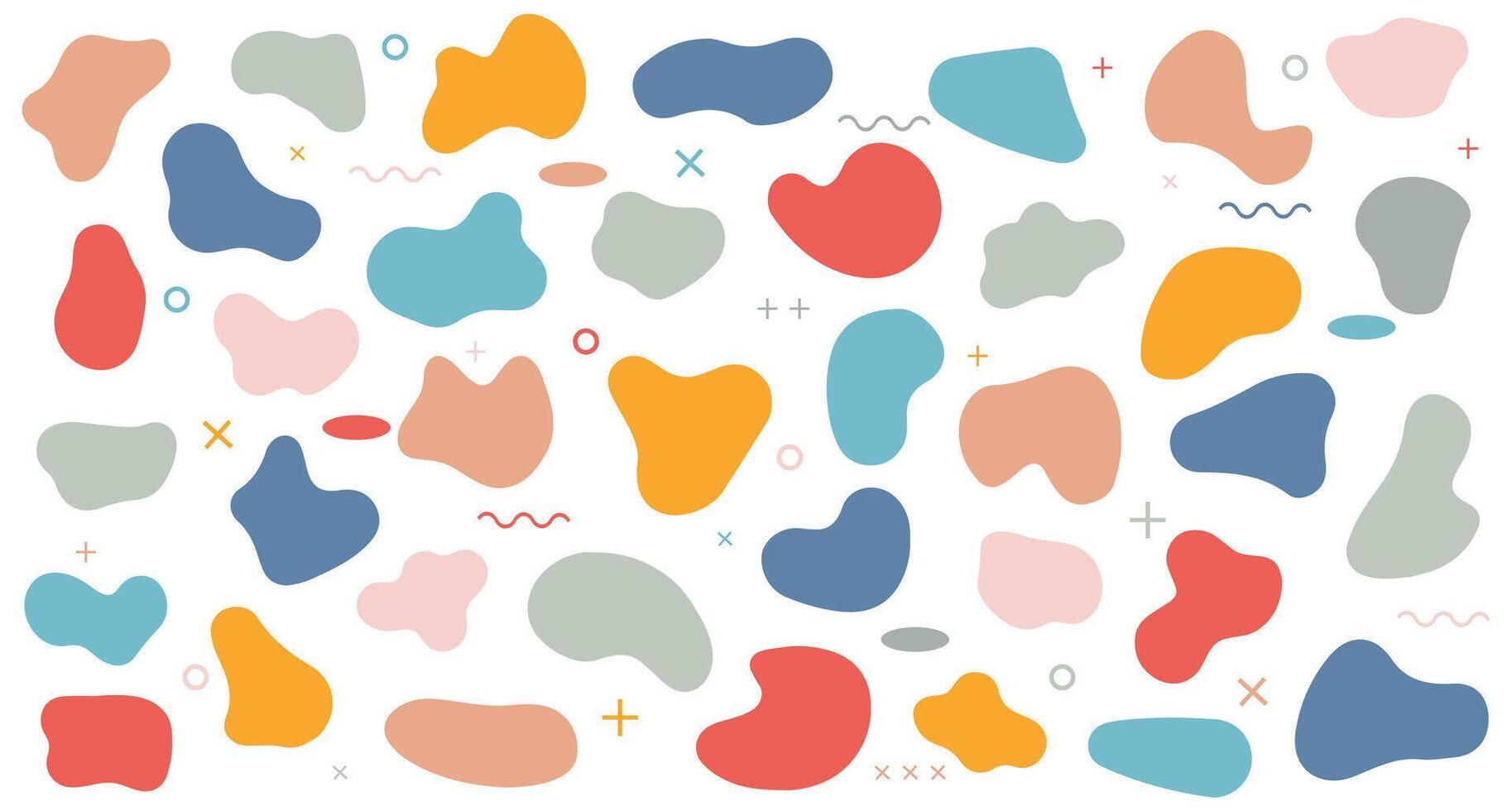 Collection of colorful curved blob shapes isolated on white. Liquid organic random form. Abstract geometric silhouette for your design. Ideal for text message, background. stock-illustration vector