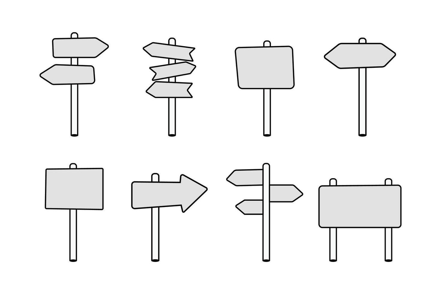 Wooden sign post set, realistic blank signboard on road for pointing direction vector