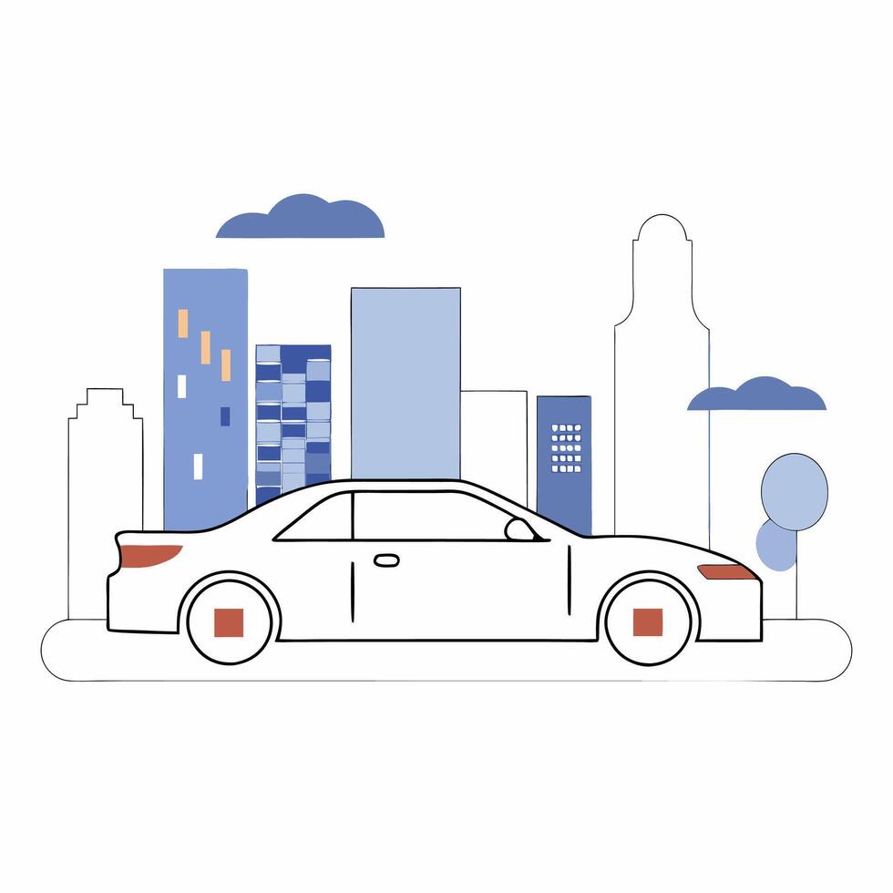 Modern City Coupe Illustration Minimalist White Car Design. vector