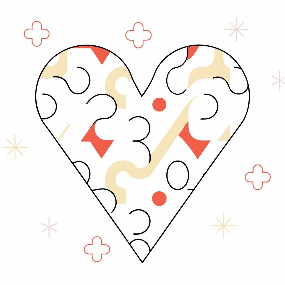 Abstract Geometric Heart Coral and Beige Minimalist Pattern Valentine s Day Design. vector