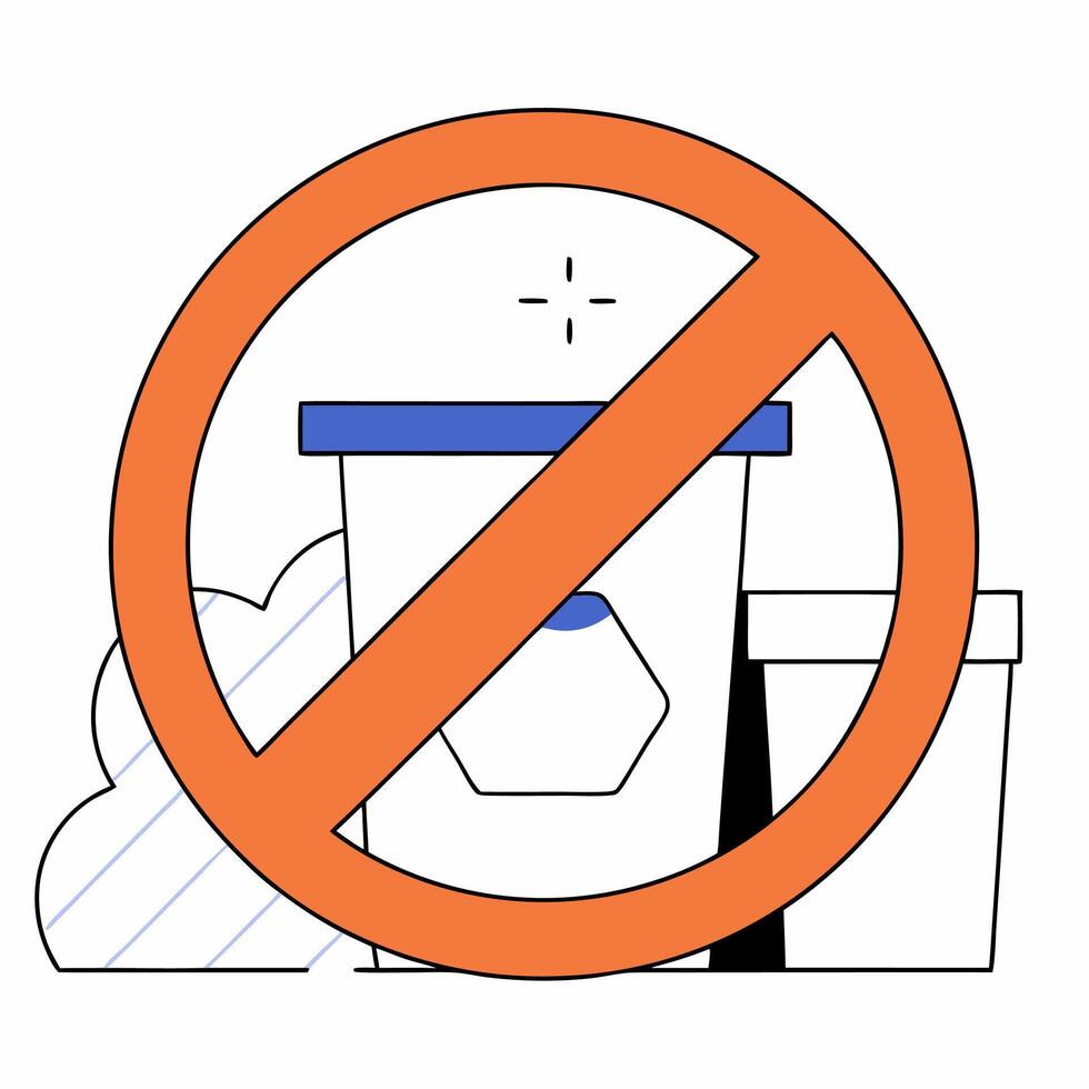 Stop Single Use Plastics Eco Friendly Illustration. vector