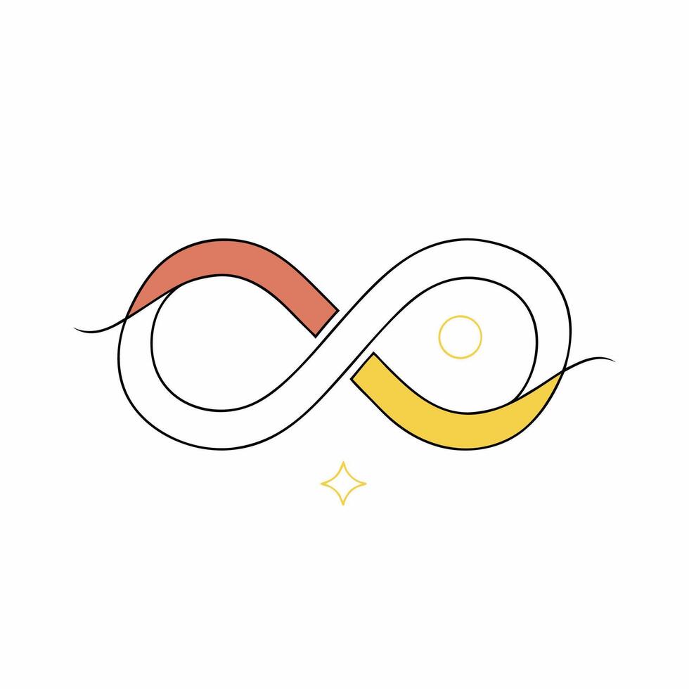 Minimalist Infinity Symbol Coral and Gold Continuous Loop Design for Branding. vector