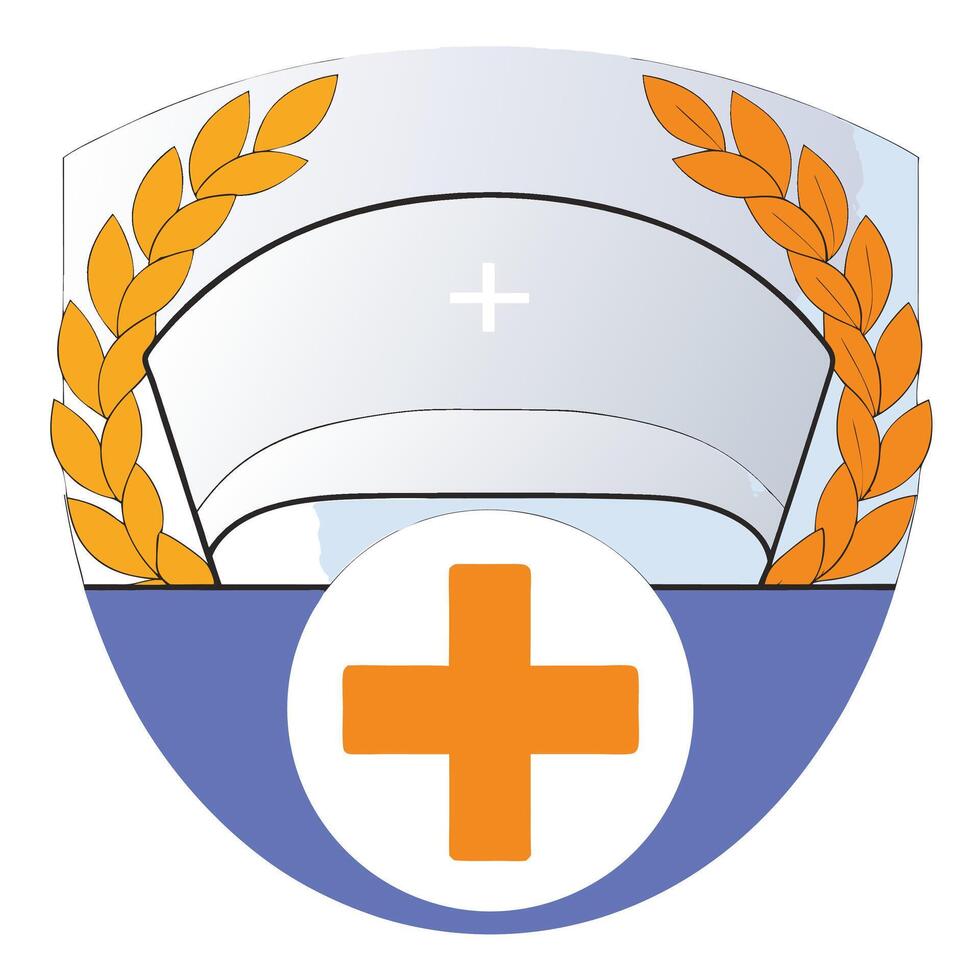 Nursing Emblem Professional Healthcare Cap, Orange Cross. vector