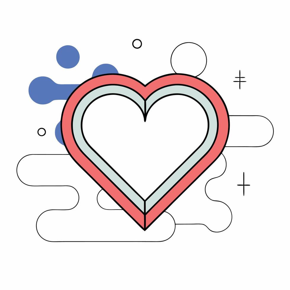 Double Heart Line Art Pink, Blue, Abstract Design Graphic for Valentine s. vector