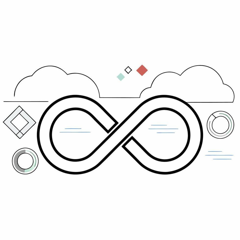 Minimalist Infinity Loop Illustration Continuous Process. vector