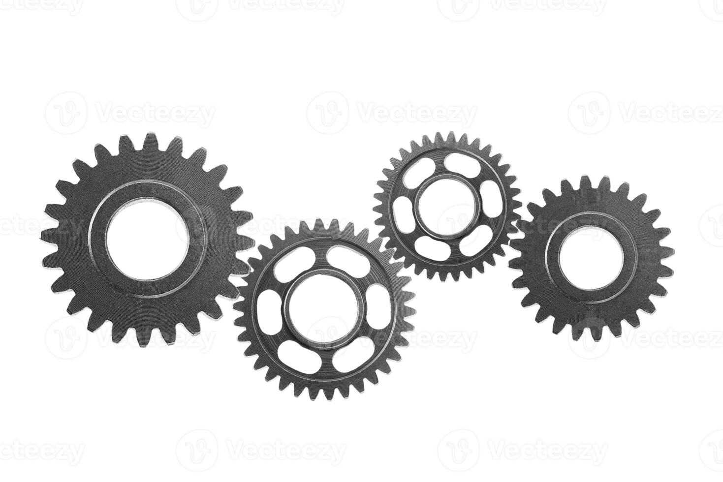 Metal gear isolated on white background for engine car and bike photo