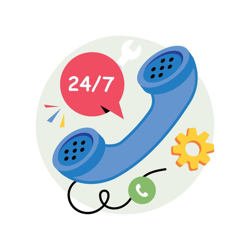 24 Hours Service Concepts Style illustrations. EPS 10 File stock illustration vector