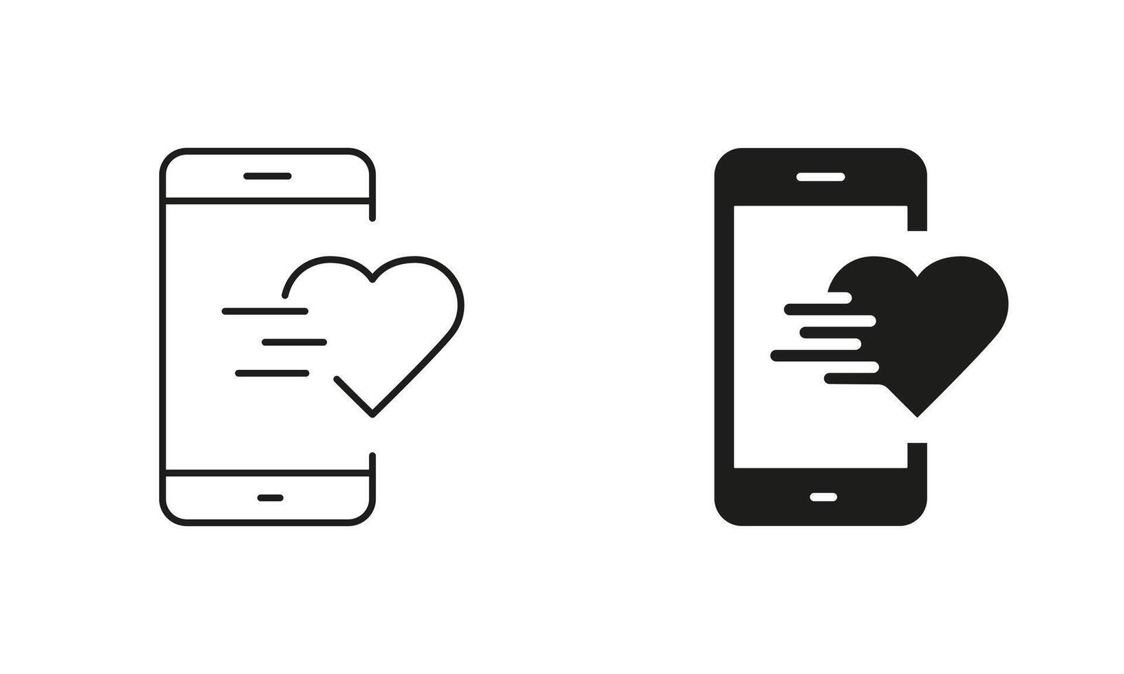 Online Communication Sign. Like Button In Social Media App Line and Silhouette Icon Set. Editable Stroke. Isolated Illustration vector