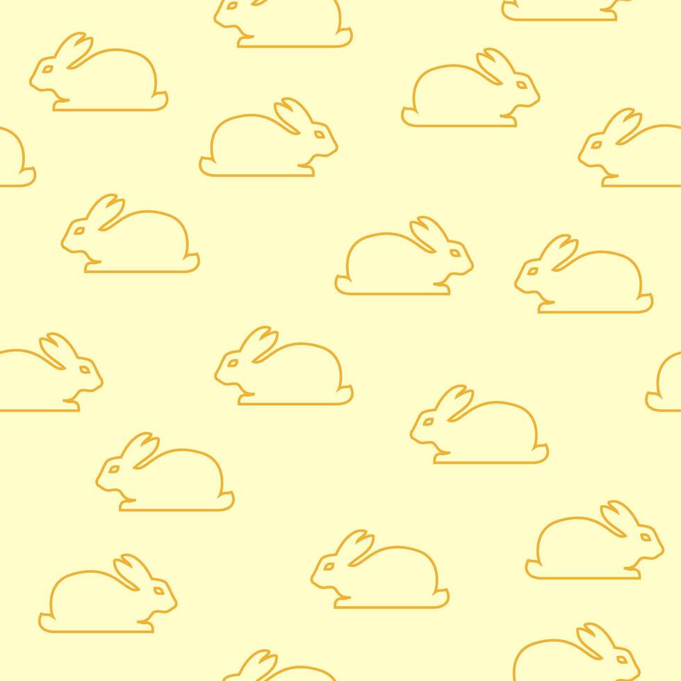 Seamless background with outline bunnies vector
