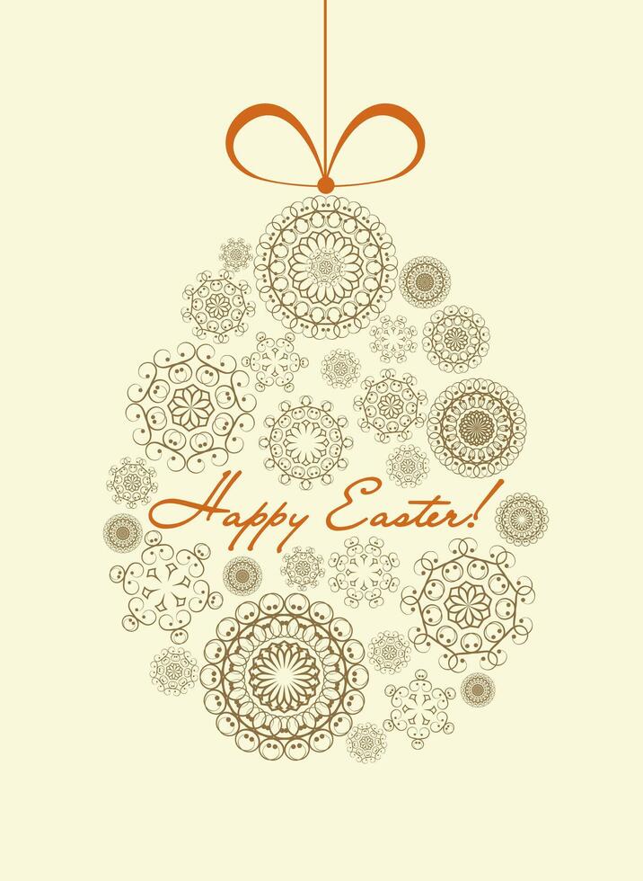 Happy Easter vintage greeting card with decorative egg vector