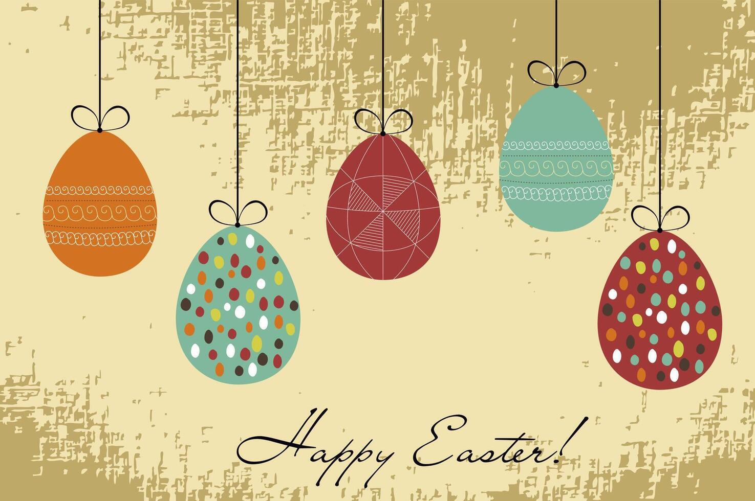 Happy Easter retro greeting card vector