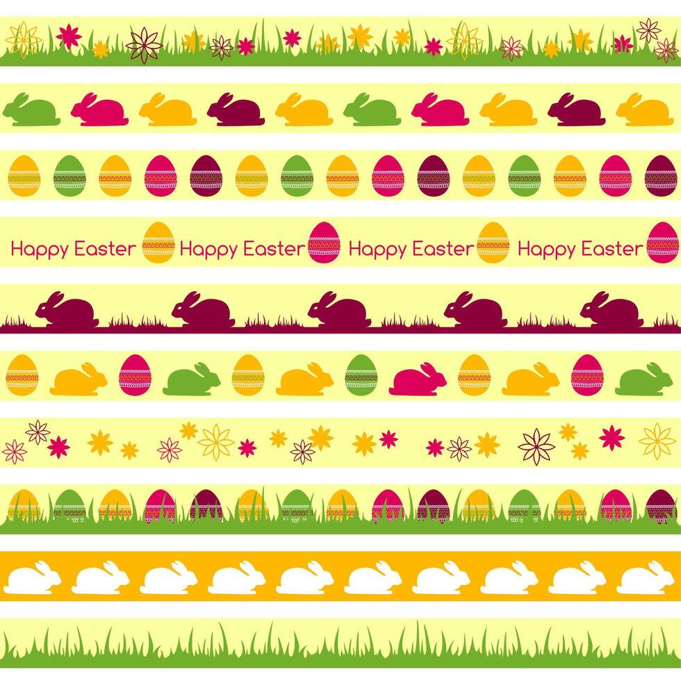 Set of seamless borders for Easter design vector