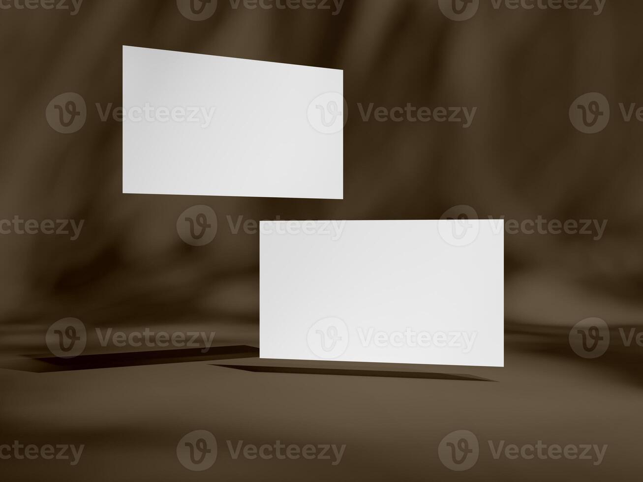 Elegant Mockup Featuring Business Card on Brown Surface photo