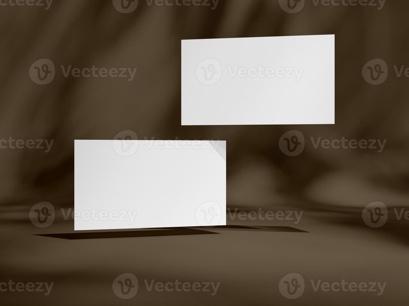 Mockup Featuring Blank Business Card on Brown Surface photo