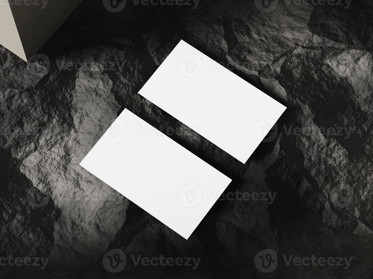 Card mockup on rugged stone backdrop photo