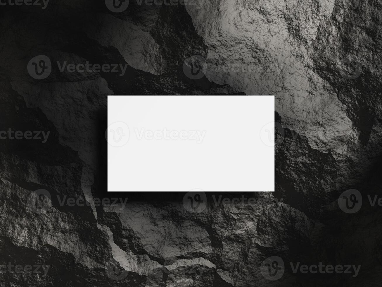 Mockup of blank business cards on dark stone photo