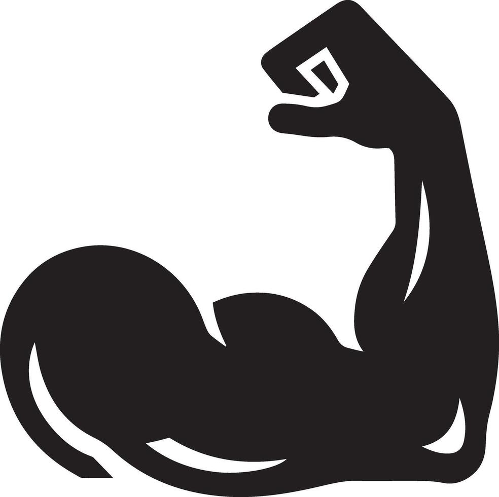 A black silhouette of a muscular arm vector