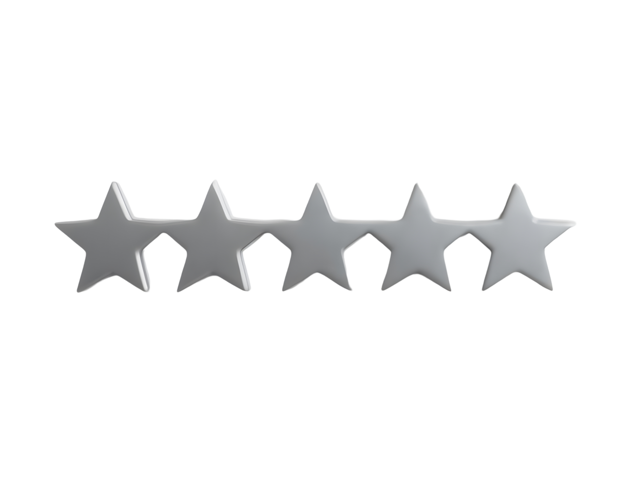 Five Star Rating A 3D Render of Five Grey Stars Representing a Perfect Score or Top-Quality Review png