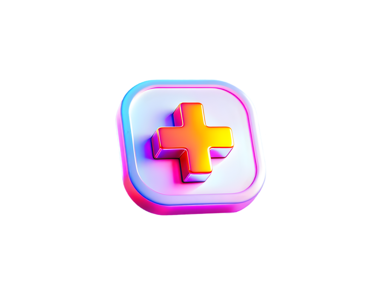 Neon Plus Icon 3D Medical Cross Symbol png