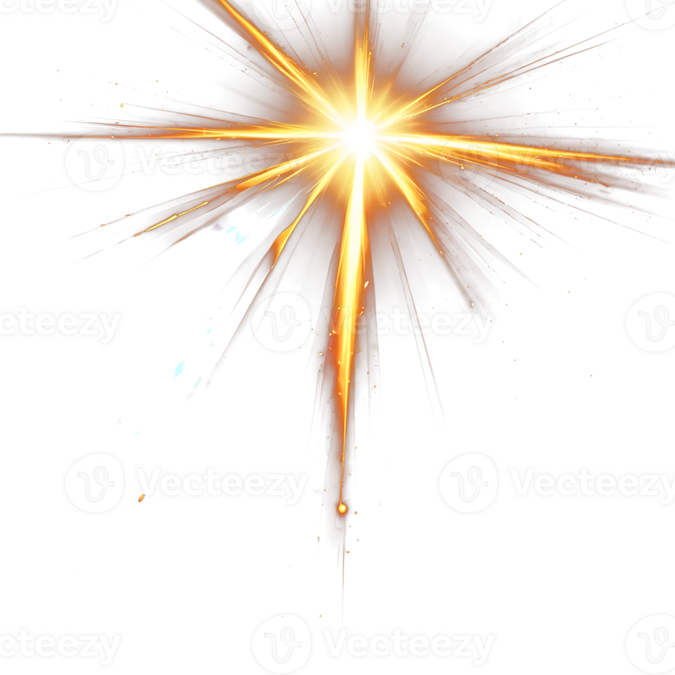 Golden star burst on a transparent background png