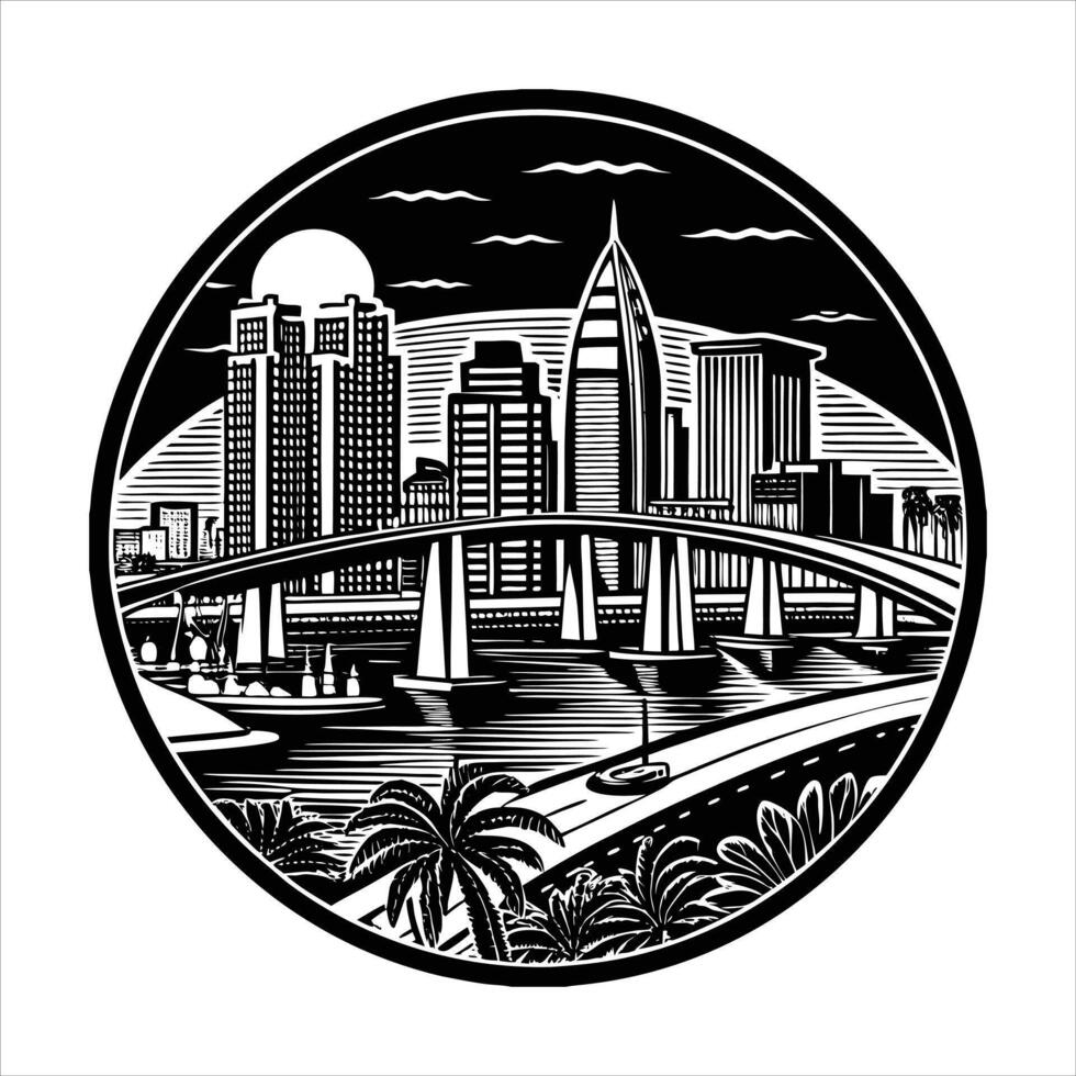 Coronado Bridge Downtown San Dieg vector