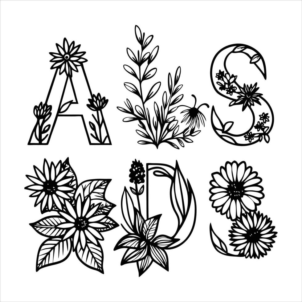 D Letter Flower Design vector
