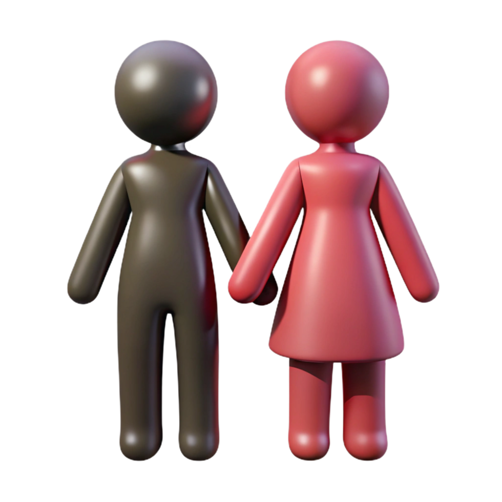 3D Render Couple Holding Hands Illustration png