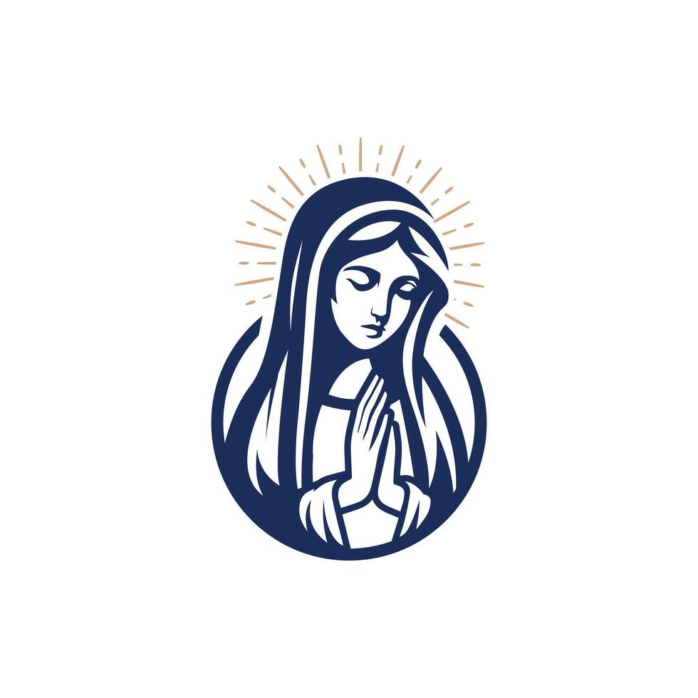 rustic retro mary statue hipster logo design vector